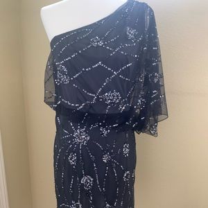 Navy beaded cocktail dress